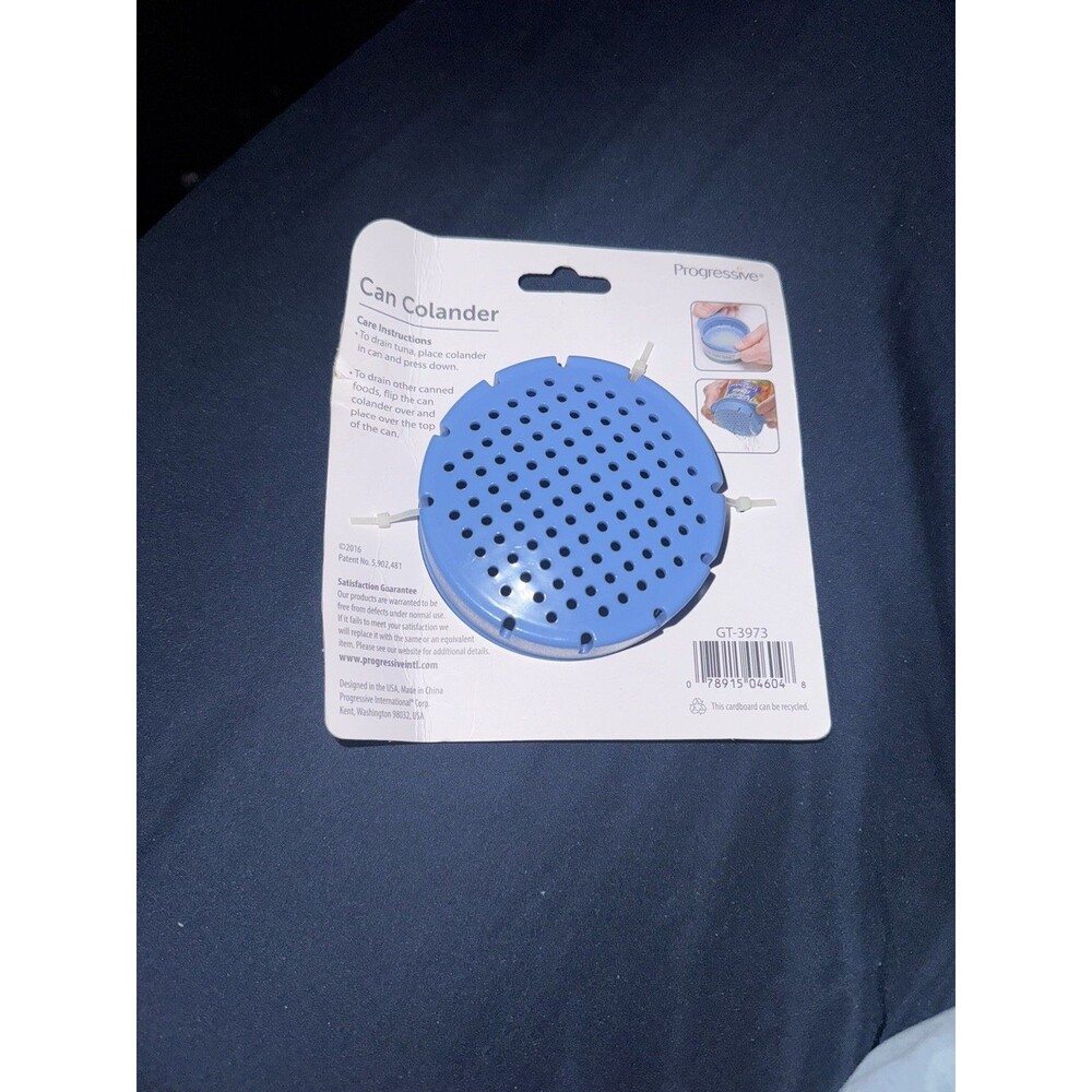 NEW Strainer Can Colander progressive GT-3973 Blue Drain Liquids Canned Food